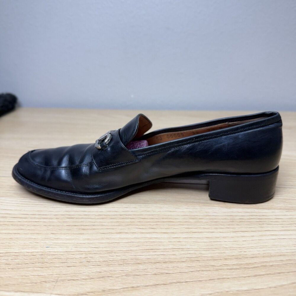 Salvatore Ferragamo Horsebit Loafers Womens 7.5 B Leather Black Office Event - Picture 7 of 13